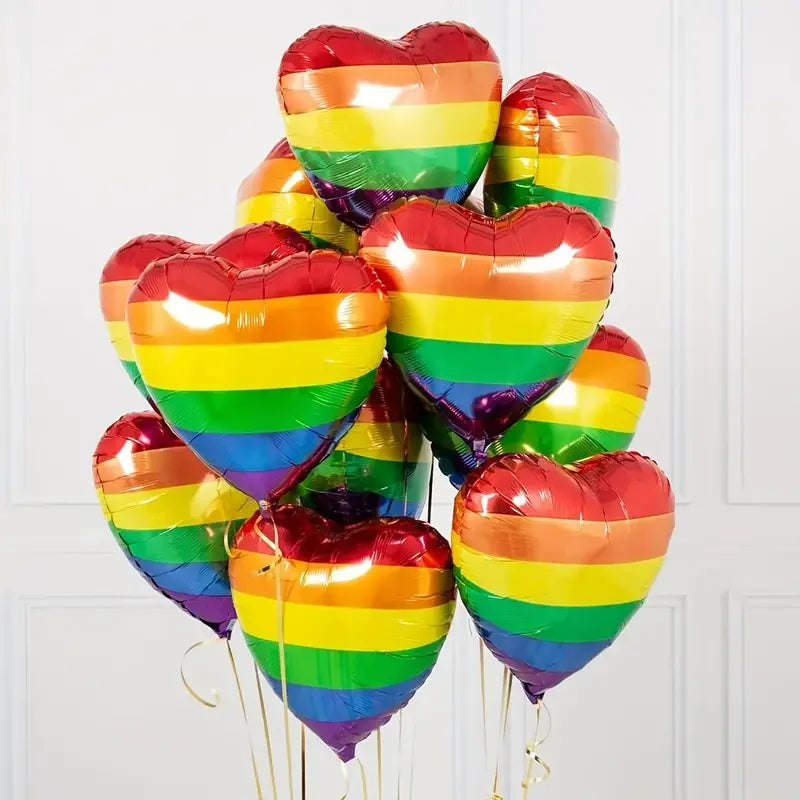 Rainbow Foil Balloons 18Inch 10Pcs