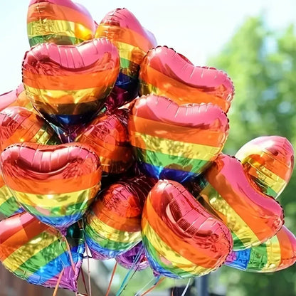 Rainbow Foil Balloons 18Inch 10Pcs