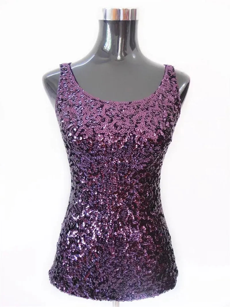 Women Glitter Tank Top