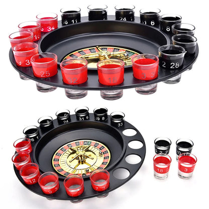 Drinking Roulette With 16 Shot Glasses