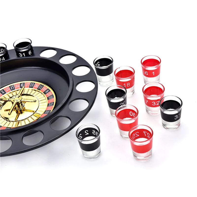 Drinking Roulette With 16 Shot Glasses