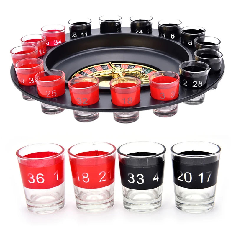 Drinking Roulette With 16 Shot Glasses