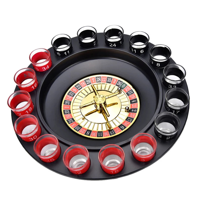 Drinking Roulette With 16 Shot Glasses