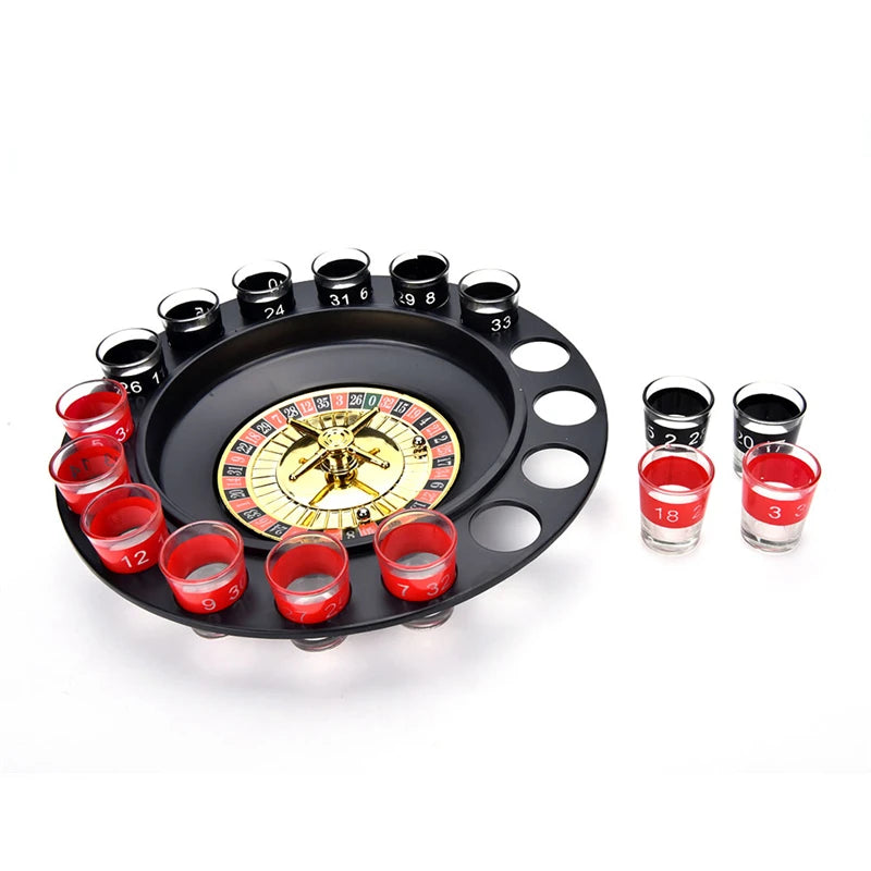 Drinking Roulette With 16 Shot Glasses