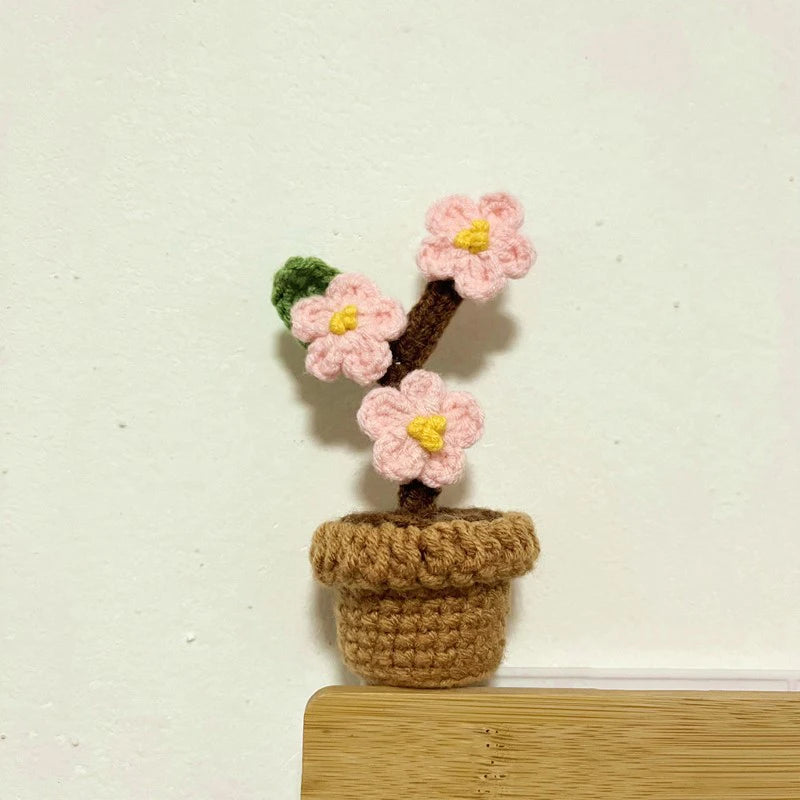 Hand-Knitted Crochet Potted Flowers