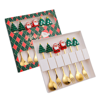 Christmas Coffee Spoons Forks Set (4/6Pcs)