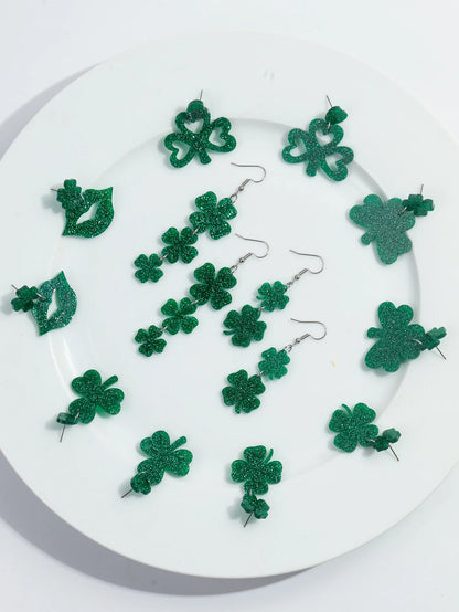 Glitter Green Shamrock Earrings