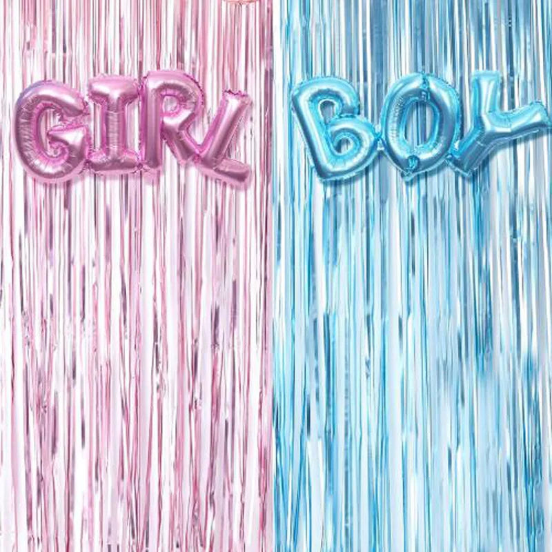 Gender Reveal Tinsel Curtain