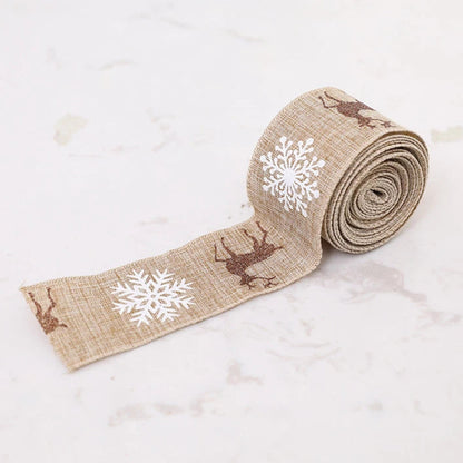 Christmas Linen Ribbon 2m