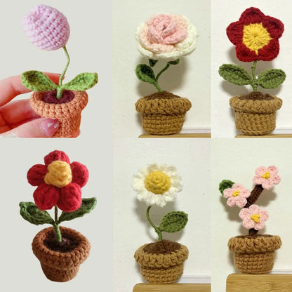 Hand-Knitted Crochet Potted Flowers