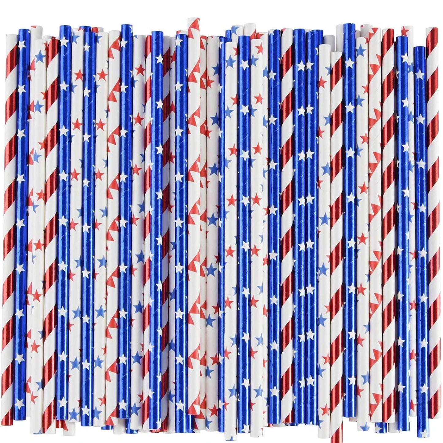 American Flag Paper Straws