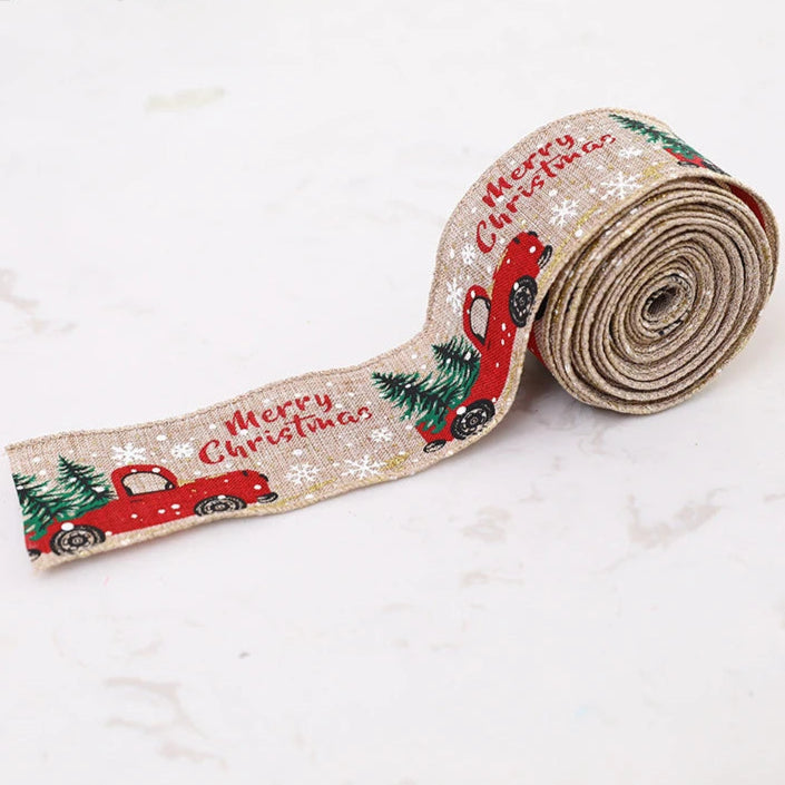 Christmas Linen Ribbon 2m