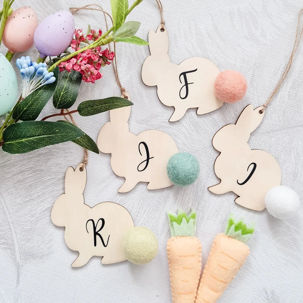 Wooden Easter Hanging Ornaments 10pcs