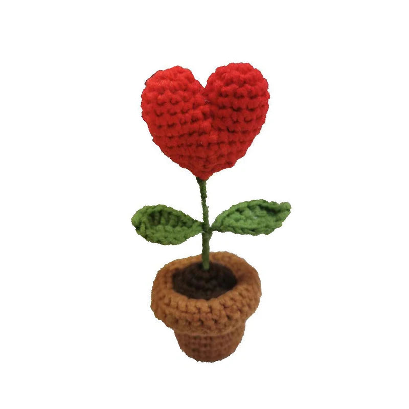 Hand-Knitted Crochet Potted Flowers