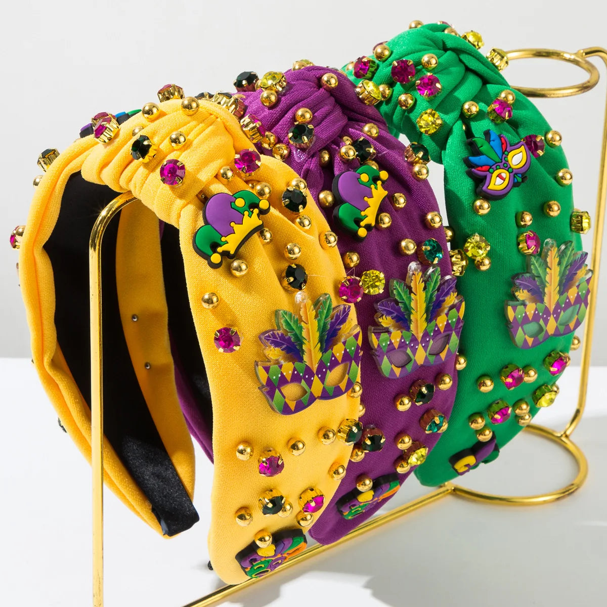 Rhinesone Mardi Gras Style Headband