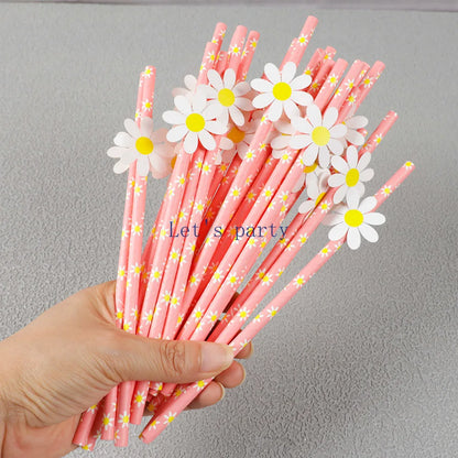 Flower Paper Straws 30Pcs