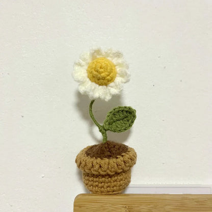 Hand-Knitted Crochet Potted Flowers