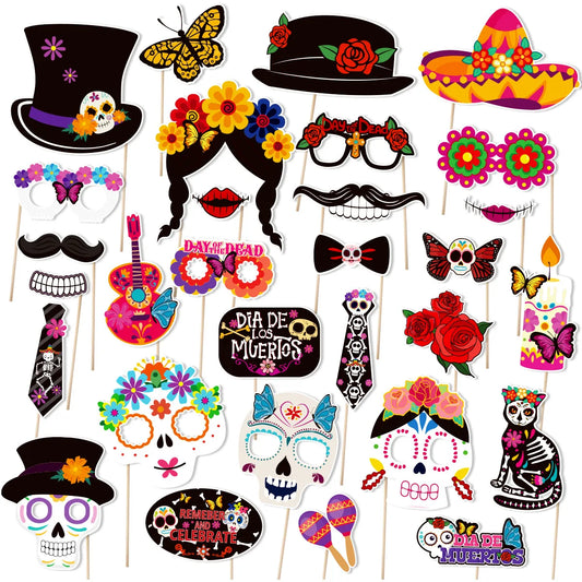 Photo Booth Props Dia De Los Muertos 30Pcs