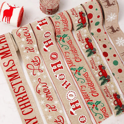 Christmas Linen Ribbon 2m