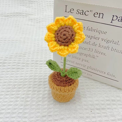 Hand-Knitted Crochet Potted Flowers