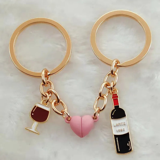 Wine Magnetic Couple Keychain