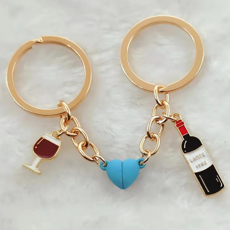 Wine Magnetic Couple Keychain