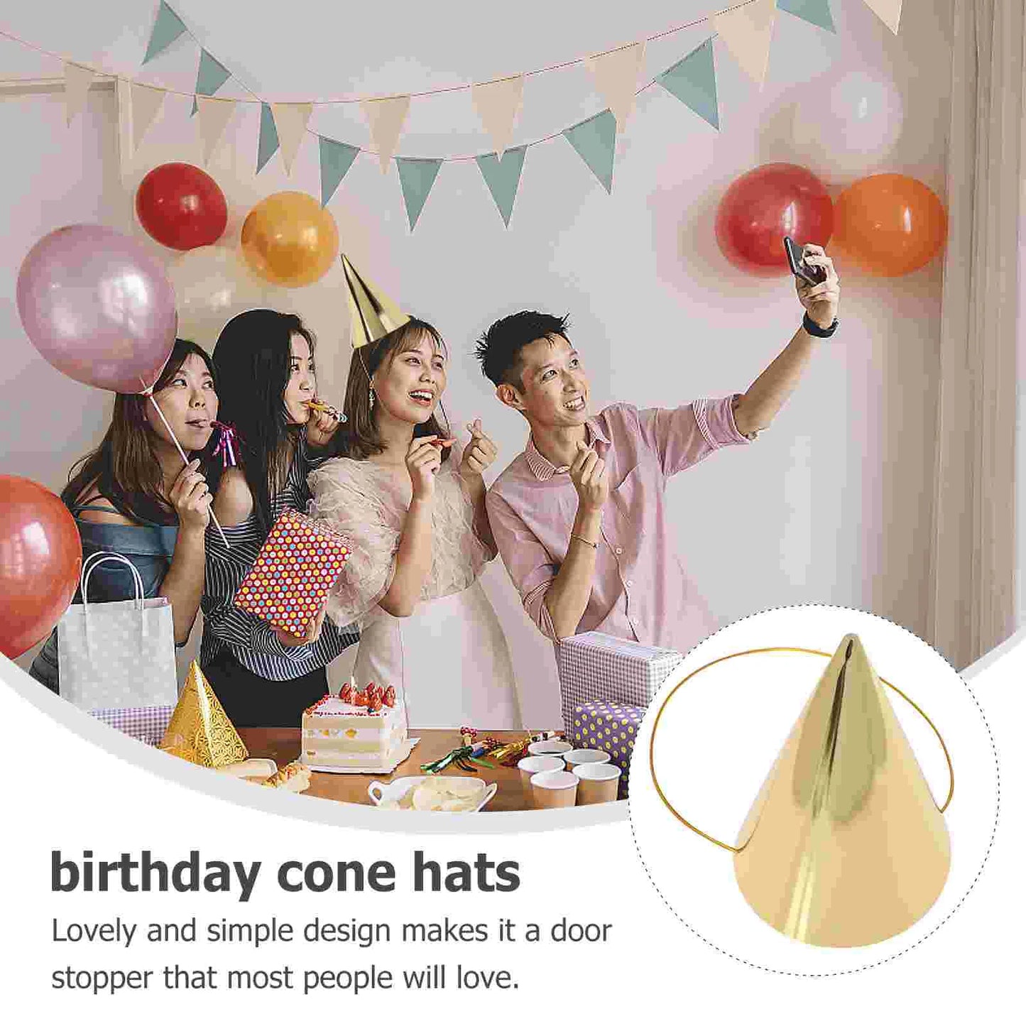 Mini Gold Party Hat 8Pcs