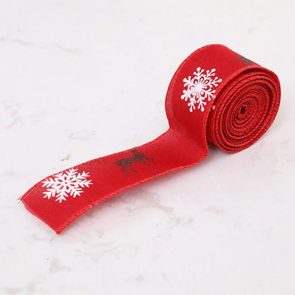 Christmas Linen Ribbon 2m