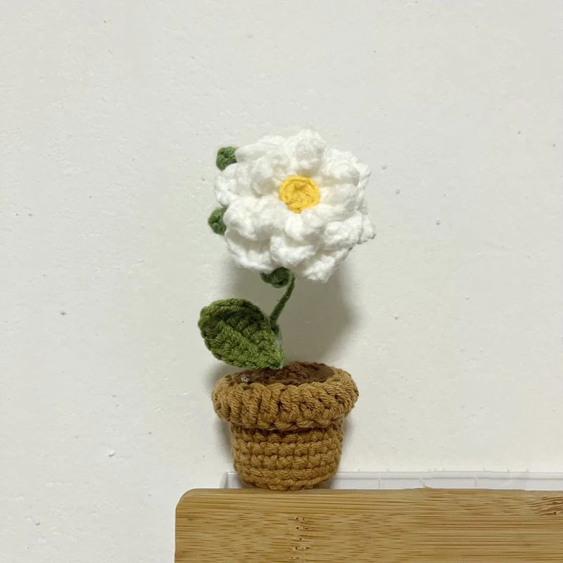 Hand-Knitted Crochet Potted Flowers