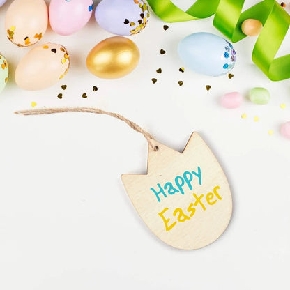 Wooden Easter Hanging Ornaments 10pcs