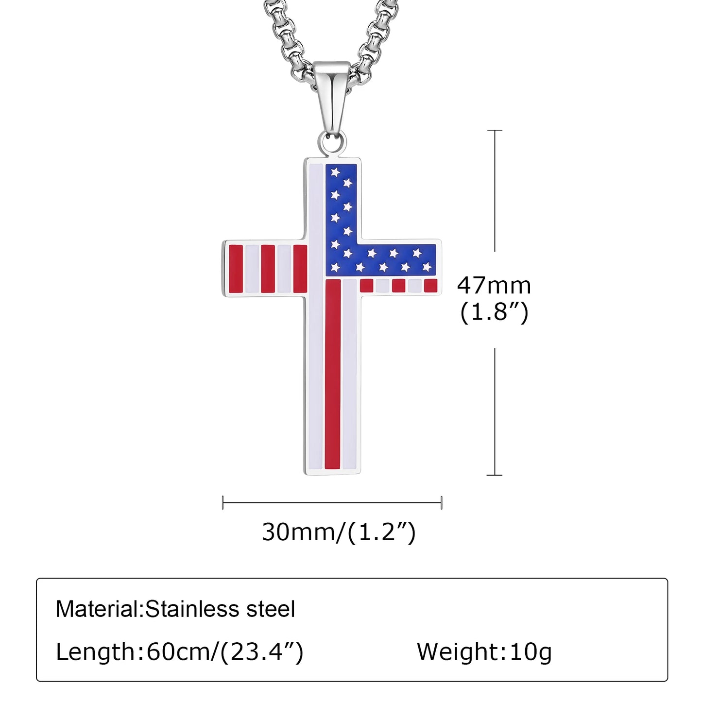 Cross America Flag Necklace