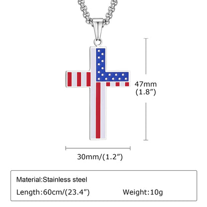 Cross America Flag Necklace