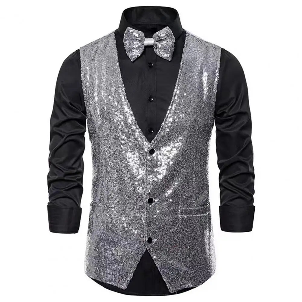 Shiny Sequin Vest + Bow