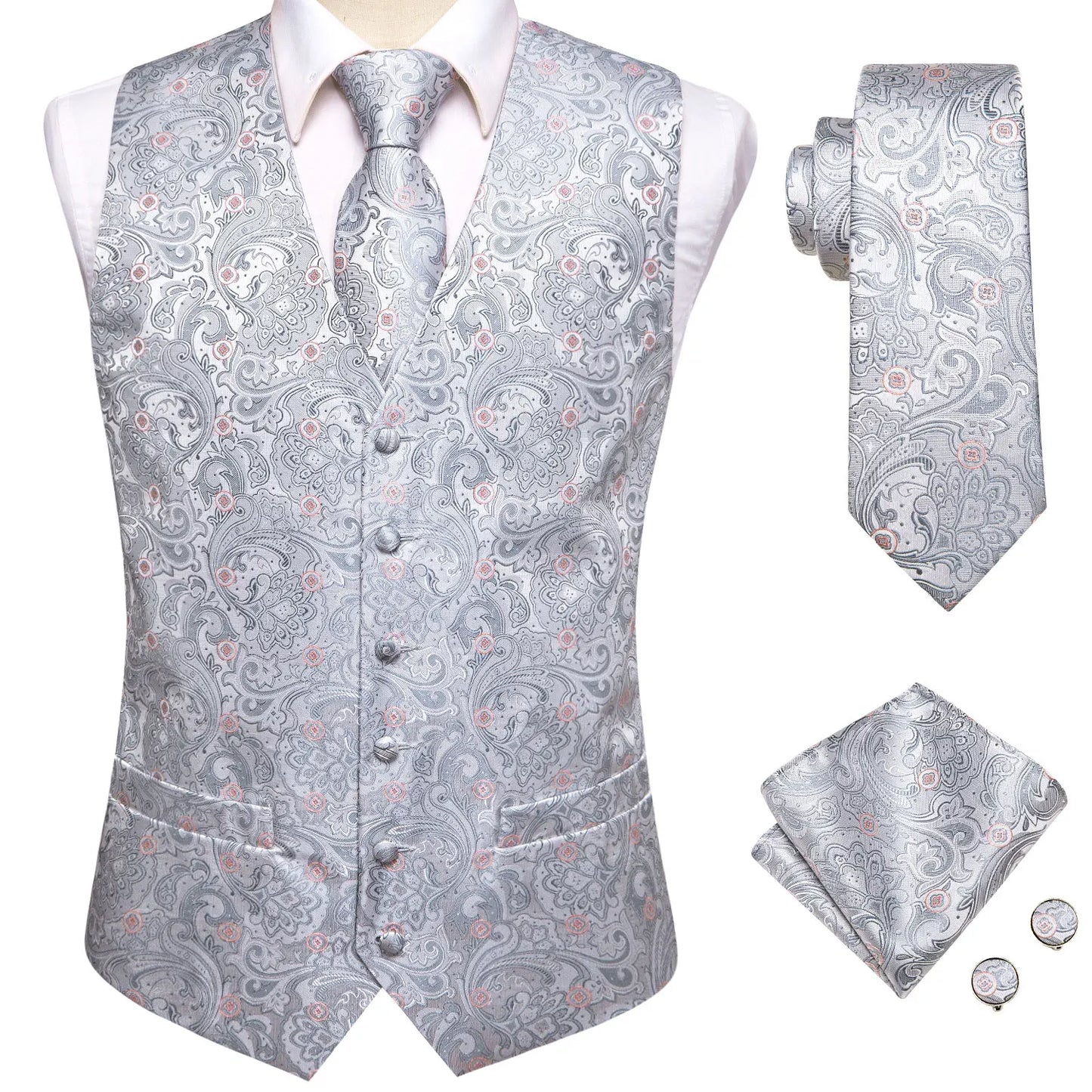 Men Colorful Vest + Tie