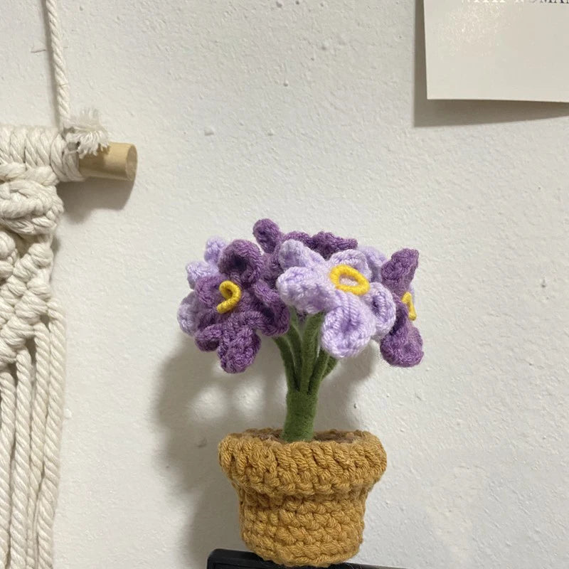 Hand-Knitted Crochet Potted Flowers