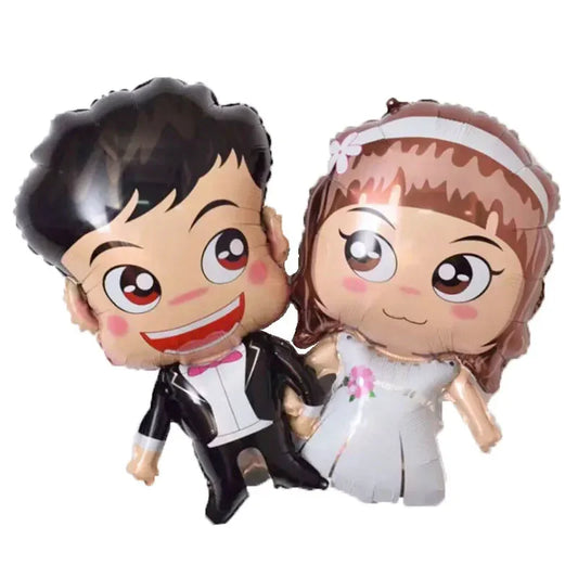 Groom And Bride Cartoon Foil Balloons