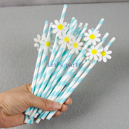 Flower Paper Straws 30Pcs