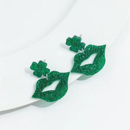 Glitter Green Shamrock Earrings