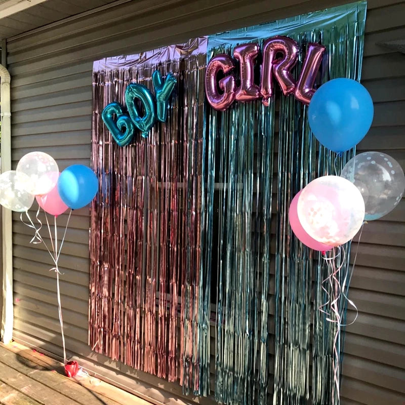 Gender Reveal Tinsel Curtain