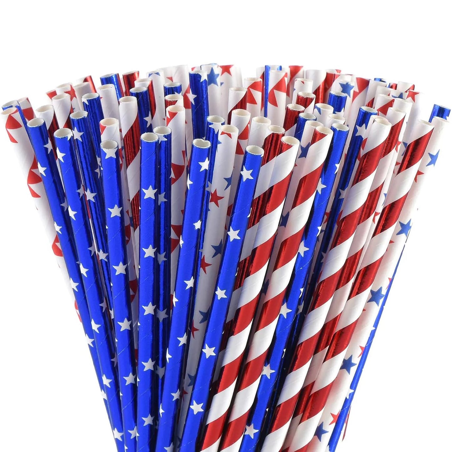 American Flag Paper Straws