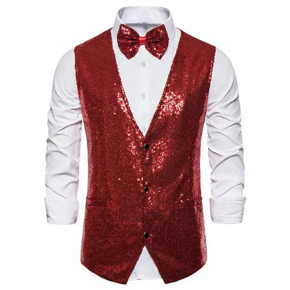 Shiny Sequin Vest + Bow