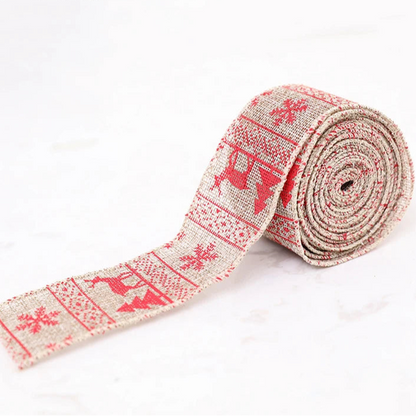 Christmas Linen Ribbon 2m