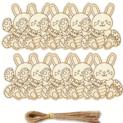 Wooden Easter Hanging Ornaments 10pcs