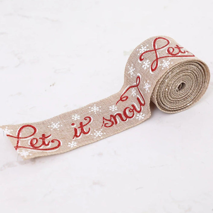 Christmas Linen Ribbon 2m