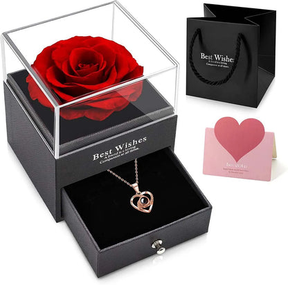 Love Necklace with Flower Gift Box