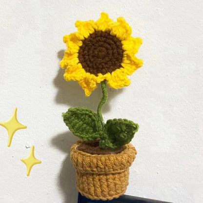 Hand-Knitted Crochet Potted Flowers