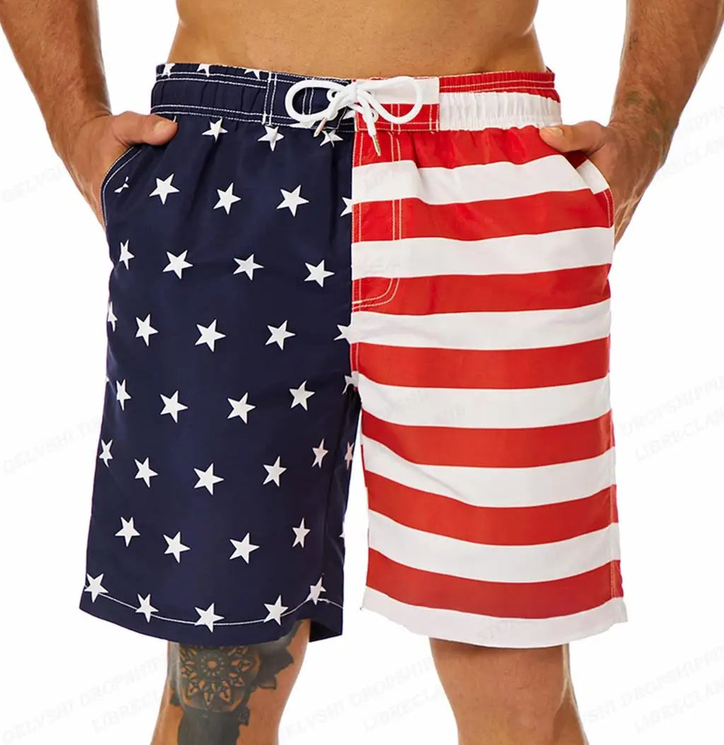 American flag-themed swimming shorts