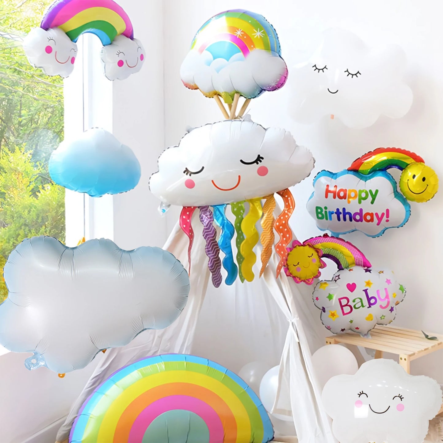 Rainbow Foil Balloons