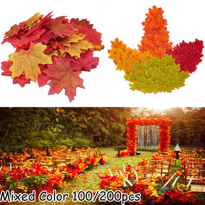 100/200Pcs Autumn Leaves