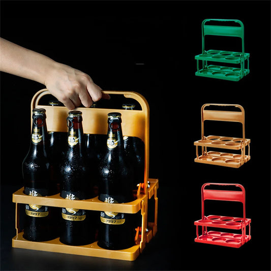 Foldable 6-Bottle Carrier Rack